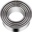 5 Pieces Biscuit Cookie Cutters Set,Stainless Steel Circle Round Cookie Biscuit Cutters in Graduated Sizes Shape Molds for Pastries Doughs Doughnuts