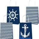 BACH AND BOUJEE 12 PCS Sailor Nautical Party Favor Gift Bags Blue Nautical Goodie Candy Bags Boxes for Ahoy It's a Boy Sailor Baby Shower Birthday Party Favors Supplies
