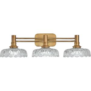 3-Light Bathroom Vanity Light Fixtures Vintage Brass Wall Light Fixtures Vanity Lights Over Mirror for Bedroom Living Room Bathroom