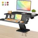 28" Standing Desk Converter, Height Adjustable Clamp Desktop Riser with Keyboard Tray, Sit Stand Monitor Riser Workstation for Home Office, Magnets Inclued, Black