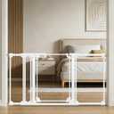 Clear Baby Safety Gate for Stairs,57.87-66.14" Wide, 30" Tall Pressure Mounted Acrylic Pet Gate, Easy Walk Through Auto Close Child Gate for Doorways and House