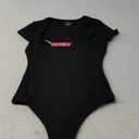 PUMIEY Women's Square Neck Short Sleeve Bodysuit T Shirts Tops For Women Trendy Smoke Cloud Pro Collection XS Black