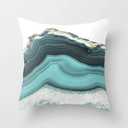 FJTP Sea Teal Agate Flax Cotton Hidden Zipper Throw Pillow Covers 18x18 in (Two Sides)