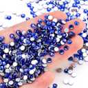 1500pcs Blue Flatback Rhinestones 3 Sizes Glass Yellow Crystal Diamonds for Nail Art Eye Jewels Crafts Clothes Shoes Make up Round with Tweezers and Picking Pen for Women Girls Manicure