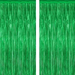 2 Pack Tinsel Backdrop, 3.28 FTx7.05 FT Green St Patricks Day Party Decorations, Metallic Backdrop Curtains Tinsel Curtains Streamer Backdrop, Party Supplies Wall Decor for St. Patricks Party Birthday