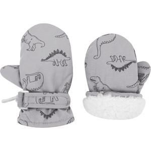 Urban Virgin Infant Baby Toddler Kids Winter Mittens Lined Fleece Warm Waterproof Ski Snow Gloves For Boys Girls (Grey Dino)