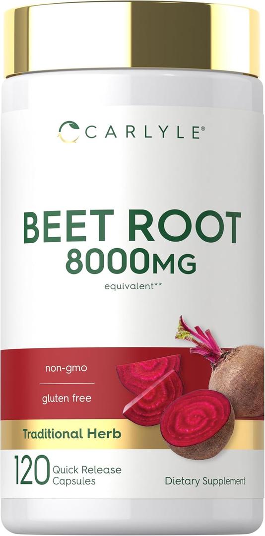 Carlyle Beet Root Capsules | 120 Count | Quick Release Capsules | Non-GMO and Gluten Free Supplement EXP: 07/2028