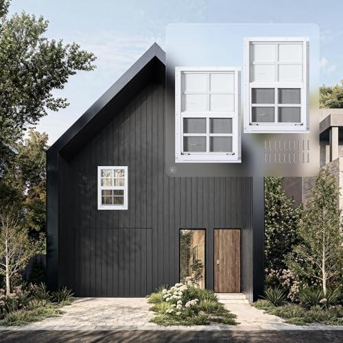 MHirmosy 2 Pcs 12" x 18" White Shed Windows with Tempered Glass & Fiberglass Screen - Flush Mount Sliding Windows for Chicken Coop, Playhouse, Garage (Weatherproof & Easy Install)