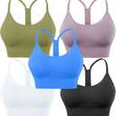 Evercute Racerback Sports Bras Padded Y Racer Back Cropped Bras for Yoga Workout Fitness Low Impact (X-Large, Black White Blue Purple Olive Green 5pack)