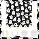 Shower Curtain Set 72x72 Inch Gothic Ghost Floral Design, Black & White Fabric Bathroom Curtain with Hooks and Ghosts Decor for Bathroom