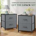 Nightstand Set of 2, Small 2 Drawer Dresser End Table Bedside Furniture, Wooden Top Fabric Bins for Bedroom, Closet, Entryway, Dorm, 11.8" D x 18" W x 20", Gray