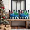 HOMETITUTE Christmas Throw Pillow Covers 18x18 Inch Set of 2 Soft Decorative Christmas Tree Plaid Pillow Covers Holiday Cushion Cases Winter Throw Pillow Covers for Sofa Couch Bed Home Decor