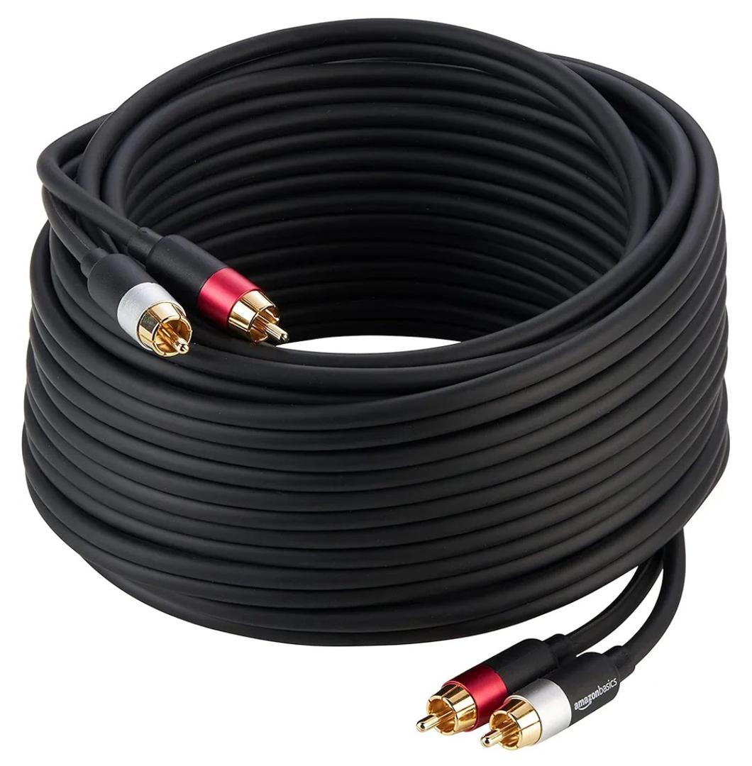 Amazon Basics RCA Audio Cable, Cinch, 2x Male to 2x Male, 10m, Black