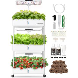 Ahopegarden Indoor Garden Hydroponics Growing System Kit: 66 Pods Plant Herb Garden Germination Kit with LED Grow Light, 30L Large Capacity Kitchen Hydroponics Planter Grower for Vegetable Fruit