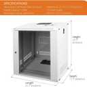 Tecmojo 12U Wall Mount Rack Network Cabinet for 19" IT Equipment,with Lockable Glass Door and Side Panels,Cooling Fan,17.7inch Depth,White