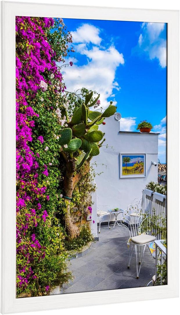 20x27 Wood Frame White, Modern Natural Woodgrain 27x20in Picture Frame, Rustic Wooden 20 x 27 inch Gallery Wall Photo Poster Frame with HD Plexiglass, Horizontal Vertical Wall Mounting Display 1pcs