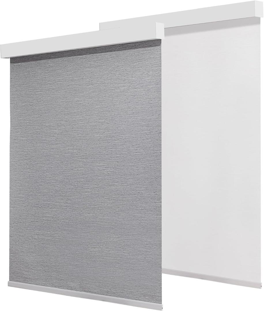 100% Blackout Cordless Roller Shades for Indoor Windows with Valance, Thermal Insulation & UV Protection, Grey 43" W x 72" H