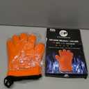 KITCHEN PERFECTION Silicone Smoker Oven Gloves -Extreme Heat Resistant BBQ Gloves -Handle Hot Food Right on Your Smoker Grill Fryer & Pit | Waterproof Oven Mitts |Superior Value Set+3 Bonuses (One Size Fits Most, Orange)