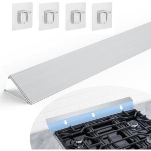 30" Slide-in Range Rear Filler Kit W10113901A, Stove Gap Universal Triangular Filler Strip, Cooktop Trim Kit Between Stove and Backsplash for Whirlpool & Most Brand, Durable Aluminum, Silver (Silver)