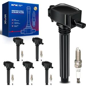 KAX OEM Performance 6-Pack Ignition Coils and Double Iridium Spark Plug Set Compatible with Jeep Grand Cherokee Wrangler Grand Caravan Chrysler Town and Country Dodge Charger Durango Challenger, UF648