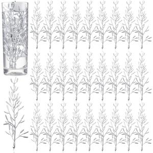 80 Pieces Faux Flowers for Floating Candles Centerpiece Vase Filler Filling in Floating Candles Mini Flower Filler for Wedding Dinning Table Party Home Bar Restaurant Decoration, 6 Inch (Silver)