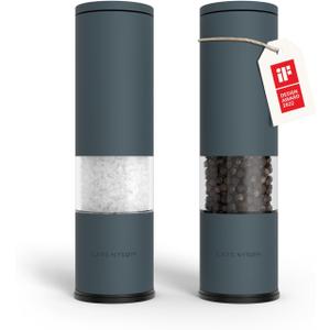 LARS NYSM Salt and Pepper Grinder Set 2 pieces I Salt Pepper Mill with Adjustable Ceramic Grinder I Design Spice Grinder Set Manual (Stone Blue)