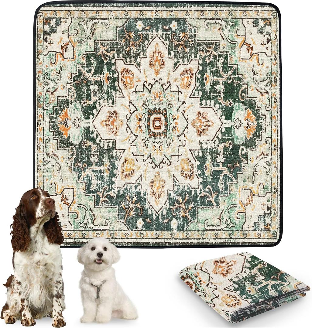 PatiencET Washable Pee Pads for Dogs Cat Litter Mat 72'' x 72" Super Absorbent Leakproof Reusable Puppy Pads 1 Pcs Puppy Training Pad with Non-Slip Bottom for Potty Whelping Playpen Crate Green