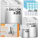 100PCS Mylar Bags with 400cc Oxygen Absorbers, 11.8 Mil Thicker Long Term Food Storage Bag, 1 Gallon 10x14 6x9 4x6 Stand-up Zipper Resealable Heat Sealable for Airtight Smell Proof Packaging