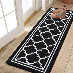 Buganda Long Indoor Door Mat, Dirt-Resistant and Absorbent Doormat, Anti-Slip, Low Profile Floor Mats for Inside Entryway, Front, and Back Door Entrance (59x20 Inches, Black)