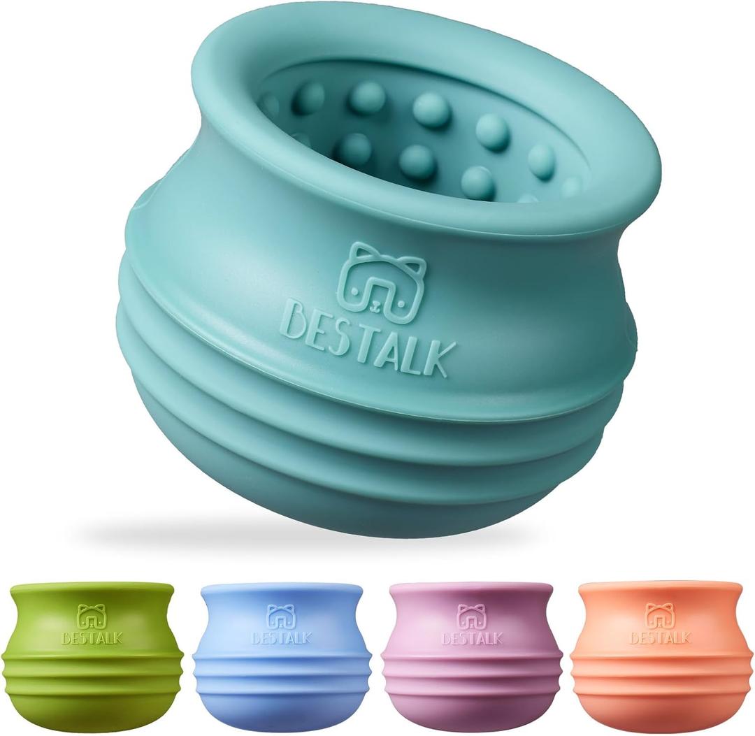 Dog Enrichment Treat Toy, Long-Lasting Wobbly Interactive Freeze Lick Toys for Dogs, Stuffable Puzzle Feeder Toy for Boredom, Silicone Treat Dispensing Chew Toy (Teal Blue,L)