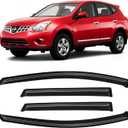 Rain Guards for 2009-2013 Nissan Rogue, Out-Channel Window Visor Shields Vent Deflector Shade Wind Dark Smoke for 2014-2015 Rogue Select SV SL S Krom 2010 2011 2012, Tape-On Outside-Mount, 4PCS