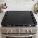 Noodle Board Stove Cover, Wooden Stovetop Cover with Non-Slip Feet, Handle & Raised Lip, Extra Counter Space for Kitchen (29.5 x 22 Black)