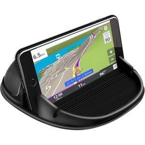 Loncaster Car Phone Holder, Car Phone Mount Silicone Car Pad Mat for Various Dashboards, Slip Free Desk Phone Stand Compatible with iPhone, Samsung, Android Smartphones, GPS Devices and More, Black (Black)