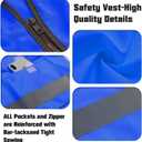 Safety Vests 20 Pack,Hi Vis Construction Vest with 5 Pockets and Zipper,Reflective Vest for Men Women Work One Size (Brown)