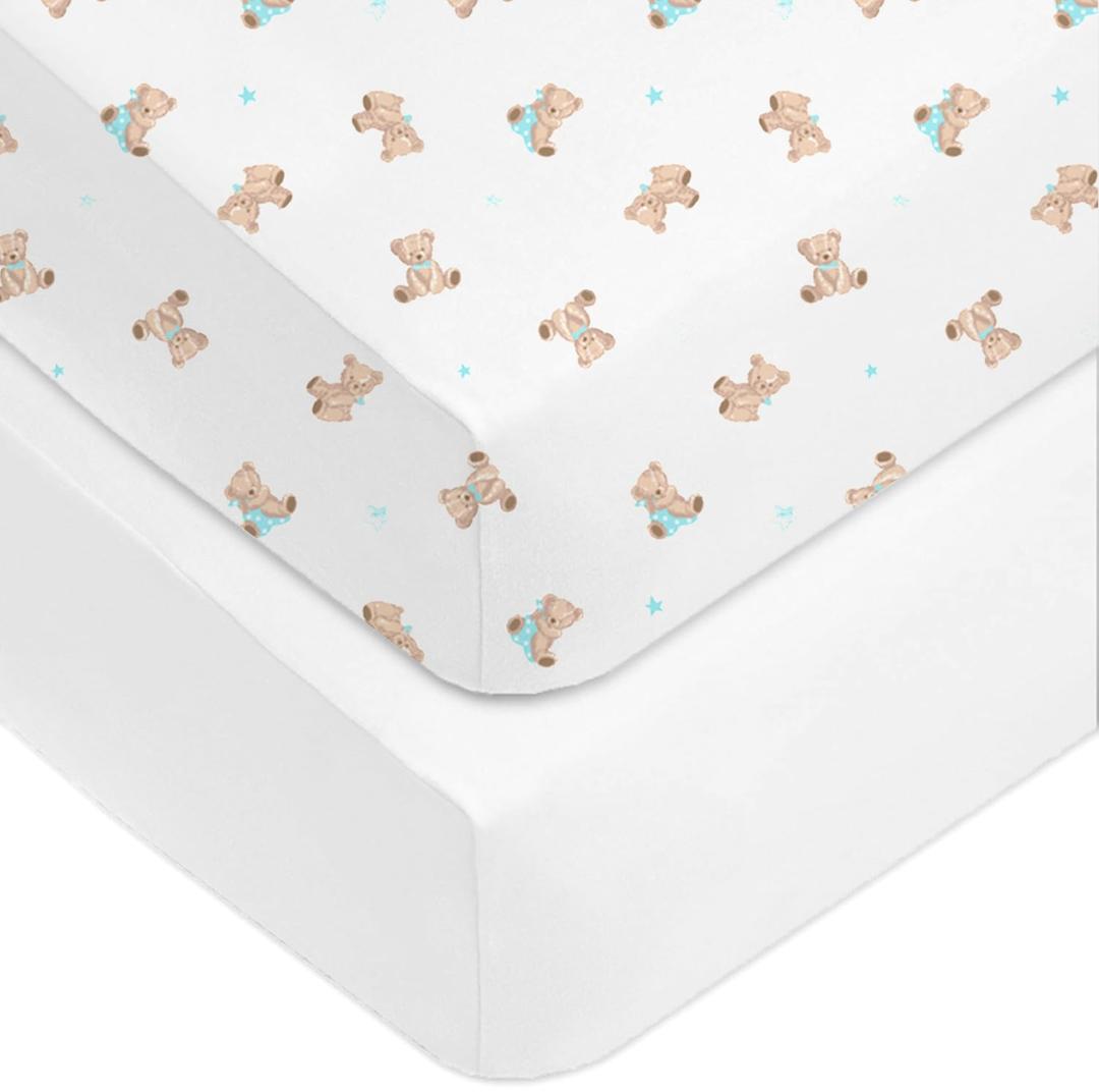 American Baby Company Fitted Crib Sheet 28" x 52", Soft Breathable Neutral 100% Cotton Jersey Sheet, Bear, for Boys and Girls, Fits Crib and Toddler Bed mattresses