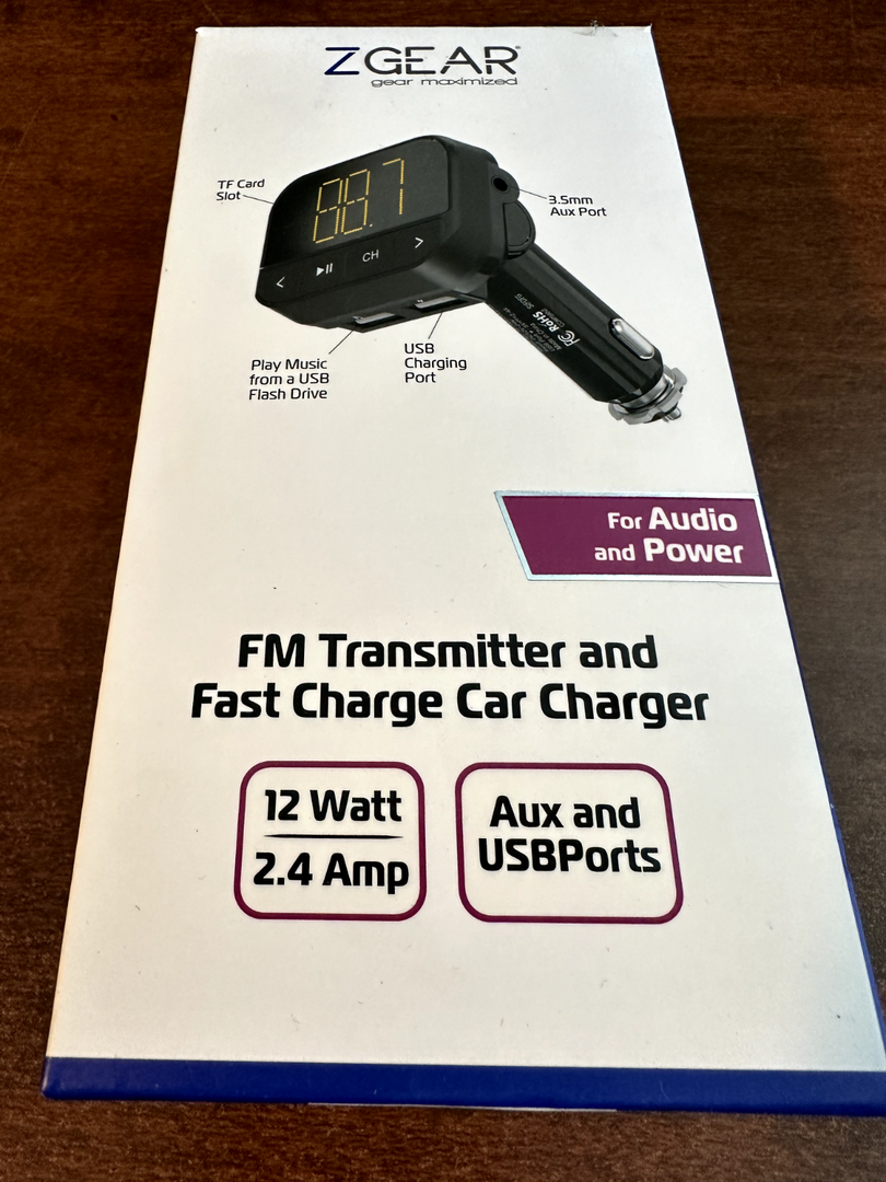 ZGear FM Transmitter and Fast Charging Car Charger 12 watt 2.4 ...