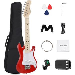UST-70 Kids Electric Guitar Beginner Kit with Amp, Ideal First Guitar for Starter, Lightweight 30 Inch Guitar for Boys and Girls, Fun Music Gift for Learning, Practice and Play at Home, Red