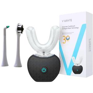 V-WHITE Adults Auto Brush Ultrasonic U-Shaped Toothbrush 360 Teeth Cleaning, Hands-Free Electric Autobrush Gum Protection, Waterproof IPX7, Wireless Charging