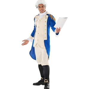 Morph George Washington Costume For Adults With Wig - Colonial Men’s Costume - Historical Dress Up Outfit, M