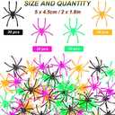 JIALWEN 120 Pieces Halloween Realistic Plastic Spiders 4 Colors Small Spider Toys Black Fake Spiders Prank Props for Halloween Home and Party Decorations