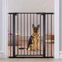 Mumeasy 36" High Extra Tall Dog Gate, 29.6"-40.5" Wide Pressure Mounted Tall Baby Gate for Dog, Auto Close Pet Gate with Door for Stairs, Doorways, House, Black