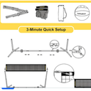 10 FT Mini Portable Tennis Net Equipment Set with Rubber Volleyball,Pump and Potable Carry Bag.Adjustable Height 2.7FT-5.1FT for Badminton Net, Volleyball Net,Soccer Net,Pickleball Net
