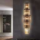29.5 inch Modern Wall Sconce Crystal Vanity Wall Sconce Lighting 5-Light Black Wall Light Fixtures for Bedroom Living Room Bathroom Hallway