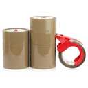 BOMEI PACK Heavy Duty Brown Packing Tape with Dispenser, 2.6 mil, 1.88 inch x 55 Yards 8 Pack, Ultra Strong, Refill for Industrial Shipping Box Packaging Tape for Moving, Office, & Storage