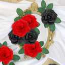 108pcs Roses Head Flowers with Stem - Red Black Artificial Flowers Rose Bulk - Silk Rose Fake Flower for Graduation Casino Theme Hollywood New Years Movie Night Birthday Decorations