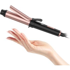 Travel Dual Voltage Curling Iron for Europe,Portable Curling Irons for Short Hair,1 Inch Ceramic Hair Curlers with Digital Display