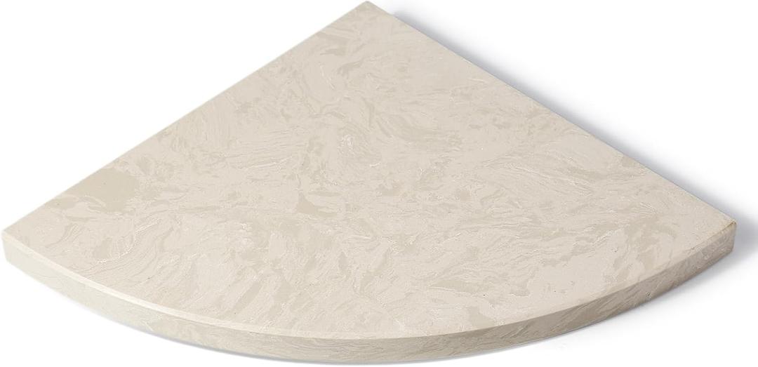 Koville 10'' Natural Marble Shower Corner Shelf for Bathroom, Wall Mounted Stone Corner Shower Caddy 1 Layer, No Drilling, Modern, Polished, Durable, Conical, Bathroom Storage - 1 Item