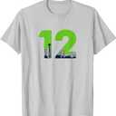 12 Seattle Sports Fan Skyline T-Shirt T-Shirt, XL,  Silver Grey