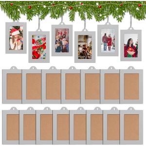 Barydat 30 Pcs Metal Christmas Photo Frame Ornaments Bulk 2 x 3 Inch Heavy Duty Reusable Small Frame Decorations for Xmas Tree Home Indoor Outdoor Decor Gifts (Vertical,Silver)