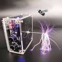 Bluetooth Music Tesla Coil 10 Cm Solid State Touchable Artificial Lightning Arc Plasma Loudspeaker Desktop Toy Electric Power Wireless Transmission Science Teaching Experiment Model